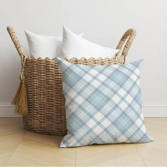Diamond Plaid Blue Throw Pillow