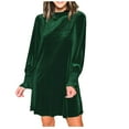 thumbnail image 2 of NJDVHB Robes d'Hiver pour Femmes, Robes d'Invitée de Mariage pour Femmes, Robe Blazer d'Extérieur à Manches Longues pour Femmes à Col Rond Uni et Élégante, Vert, TTG, 2 of 5