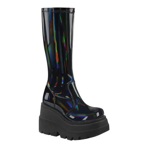 Demonia - Women's Demonia Shaker 65 Knee High Wedge Heel Boot - Walmart.com - Walmart.com