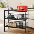 thumbnail image 4 of 40" Rolling Kitchen Cart Island with Wheels and Storage Shelves, Copedvic 3-Tier Kitchen Bakers Rack Microwave Cart Oven Stand with 10 Hooks, Black, 4 of 9