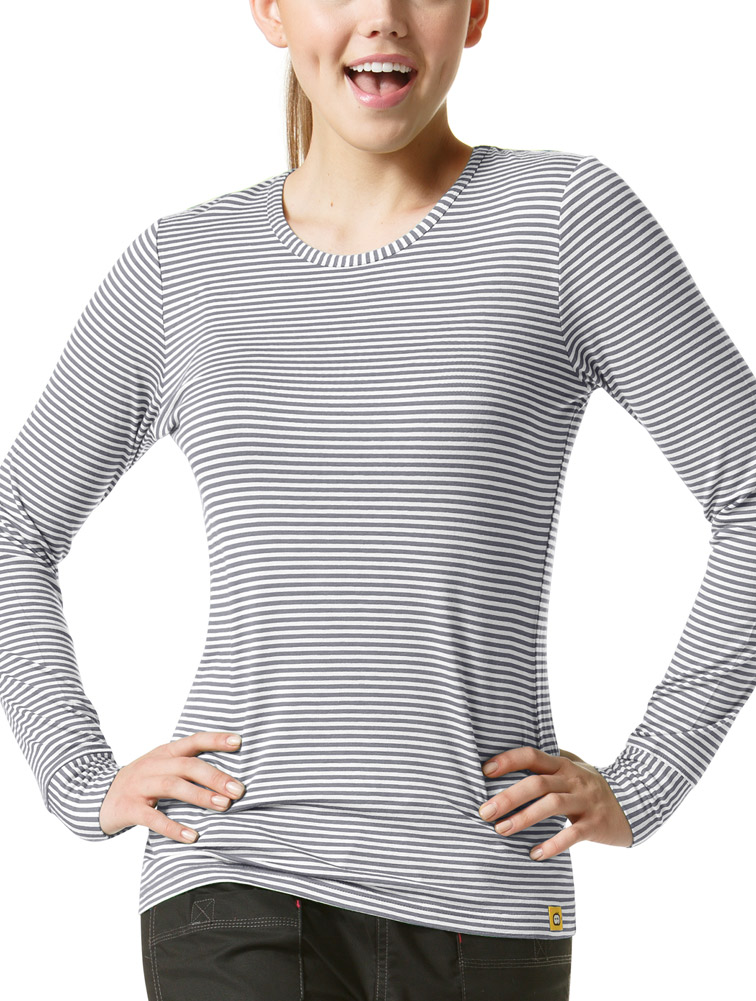 WonderWink Long Sleeve Striped Tee Tees 