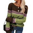 thumbnail image 1 of MKLEKYY Sweaters for Dogs Women's Casual Crew Neck Matching Striped Pullover Sweater, 1 of 5
