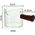 thumbnail image 4 of 2 jarras medidoras triples de doble boquilla para leche con mango de madera, 75 ml, para vasos de chupito de espresso, vidrio transparente, 4 of 5