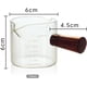 thumbnail image 4 of 2 jarras medidoras triples de doble boquilla para leche con mango de madera, 75 ml, para vasos de chupito de espresso, vidrio transparente, 4 of 5