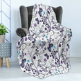 thumbnail image 4 of Floral Soft Flannel Fleece Blanket, Spring with Flying Inspirational Butterflies and Swirls Branches Design, Cozy Plush for Indoor and Outdoor Use, 60" x 80", Dark Purple Pale Blue, by Ambesonne, 4 of 5