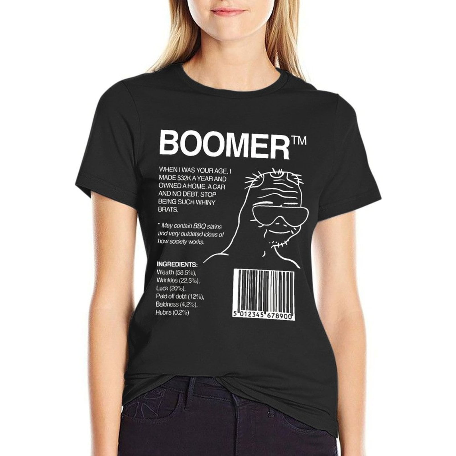 Boomer Women’s Short Sleeve Cotton T-Shirt HD Graphic Printed Tee Casual Crew Neck Top M