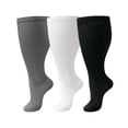 thumbnail image 3 of Wioihee 3 pairs Plus Size Solid Socks for Men Women Wide Calf Knee‑High Support Sports Socks, XXXXL(), 3 of 5