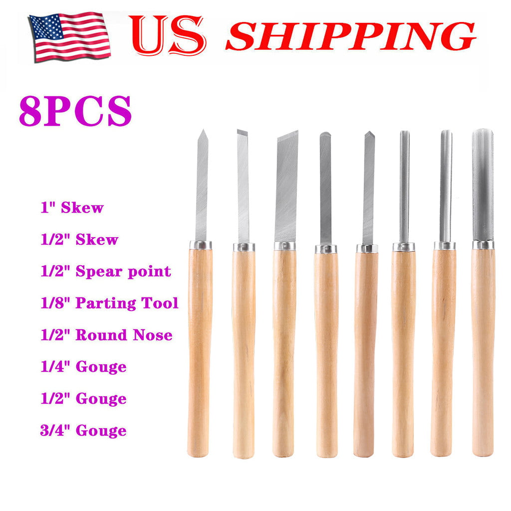 8pc Wood Lathe Chisel Turning Tool set Woodworking Gouge Skew Parting Spearpoint