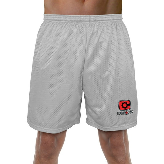Justice League Cyborg Logo Mens Lined Mesh Shorts, Silver, 2X-Large