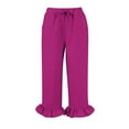 thumbnail image 4 of TRUBKH Linen Pants Women Lounge Pants Boho Summer Pants Straight Leg Trousers Beach Pants for Women Baggy Linen Pants Lightweight Beach Trousers Tapered Vacation Lounge Pants Purple XL, 4 of 4