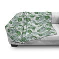 thumbnail image 3 of Green and White Soft Flannel Fleece Throw Blanket, Polynesian Aloha Watercolor Style Monstera Palm Leaves Luau, Cozy Plush for Indoor and Outdoor Use, 50" x 70", Green and Almond Green, by Ambesonne, 3 of 6