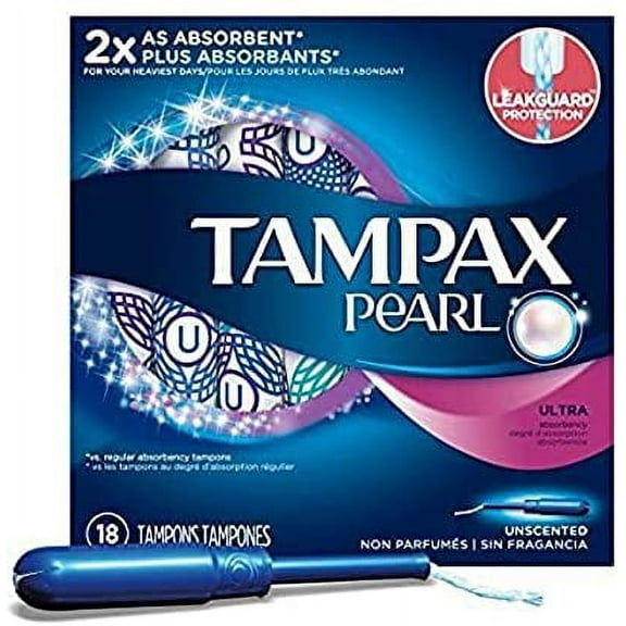 Pearl Plastic Unscented Tampons, Ultra Absorbency, 18 Count