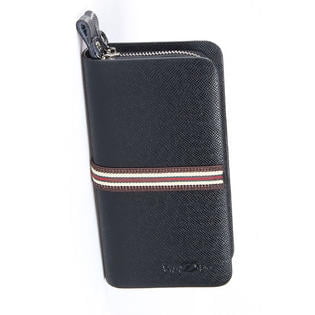 Men's Two Folds Zipper Closure Wallet Black