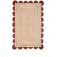 thumbnail image 1 of Natural Jute Scalloped Area Runner Rug for Hallway Washable Carpet Floor Mat for Living Room Bedroom Kitchen Laundry Room Washable Runner Rugs (Brown, 2x10), 1 of 8