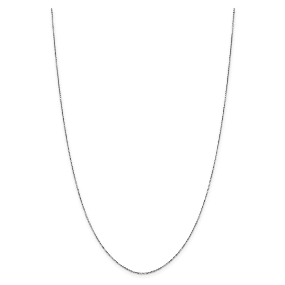 Real 14kt White Gold .9mm Diamond Cut Round Open Link Cable Chain; 18 inch; for Adults and Teens; for Women and Men