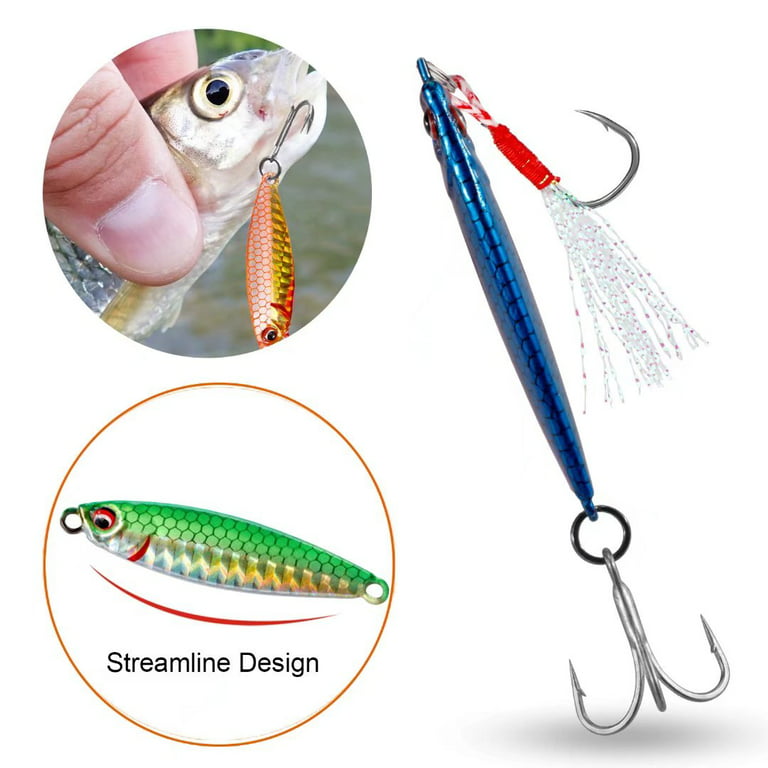 QualyQualy Fishing Jigs Sinking Metal Fishing Spoons Micro Jigging Bait  Saltwater Freshwater Hard Fishing Lures for Bass Trout Pike Perch 20g 5pcs  