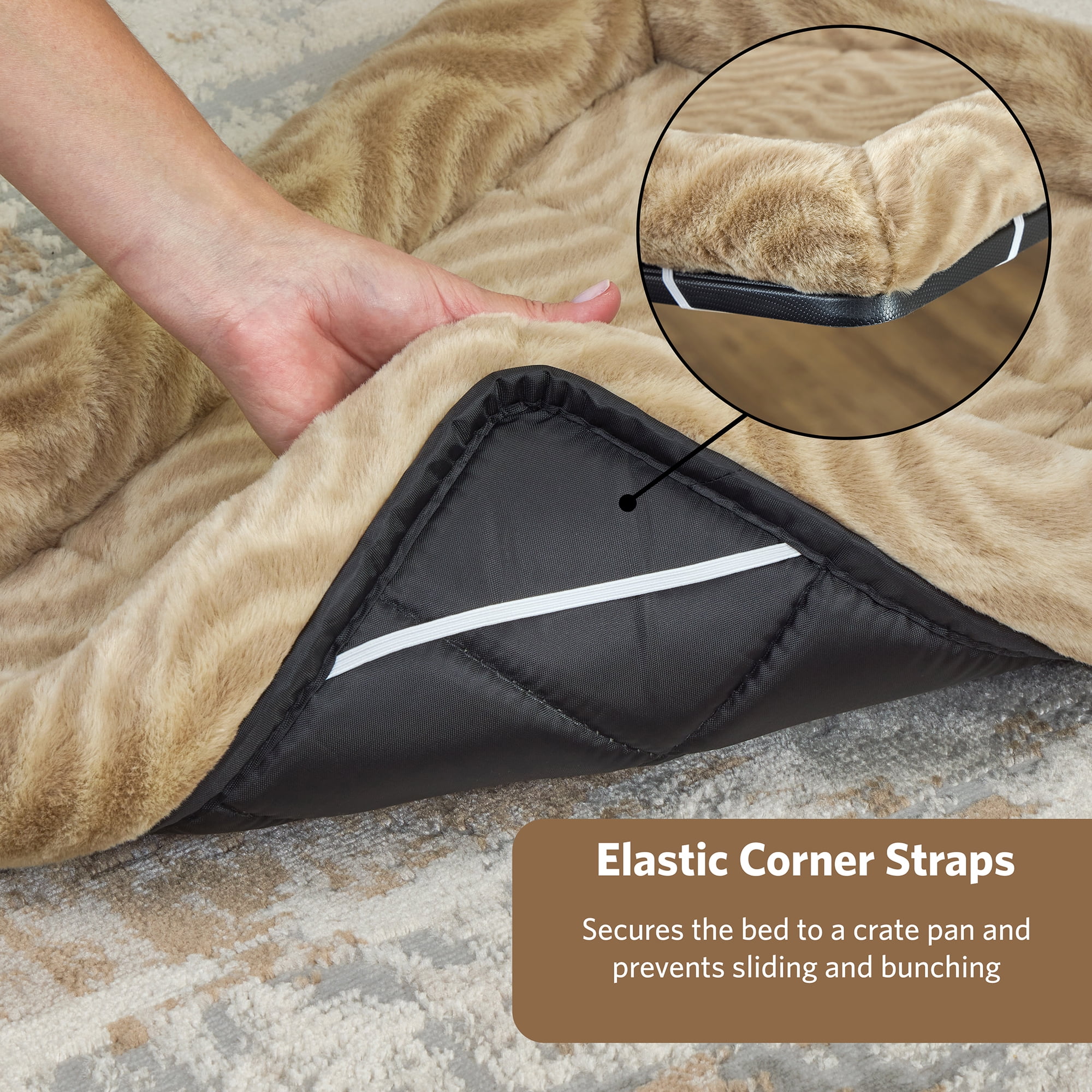 MidWest Homes for Pets 48inch Tan Wave Pet Bed for Extra Large Dog/Cat with slip resist bottom