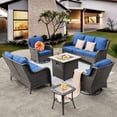 thumbnail image 2 of Ovios 6 Pieces Outdoor Patio Furniture with Fire Pit Table Wicker Patio Sectional Sofa with Swivel Chairs for Backyard, 2 of 3