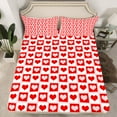 thumbnail image 2 of Manfei Cartoon Loves Full Size Sheets,Geometric Plaid Grid Bed Sheets,Red White Sheet Sets For Girls Kids,Ultra Soft Home Decor,4-Piece, 2 of 7