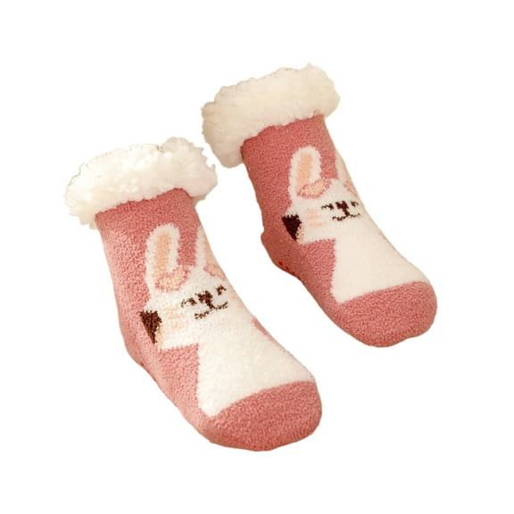 AUQ Socks Ultra-Soft Plush Fuzzy Socks,Comfortable Girls Socks for Lounging,XS,Rabbit