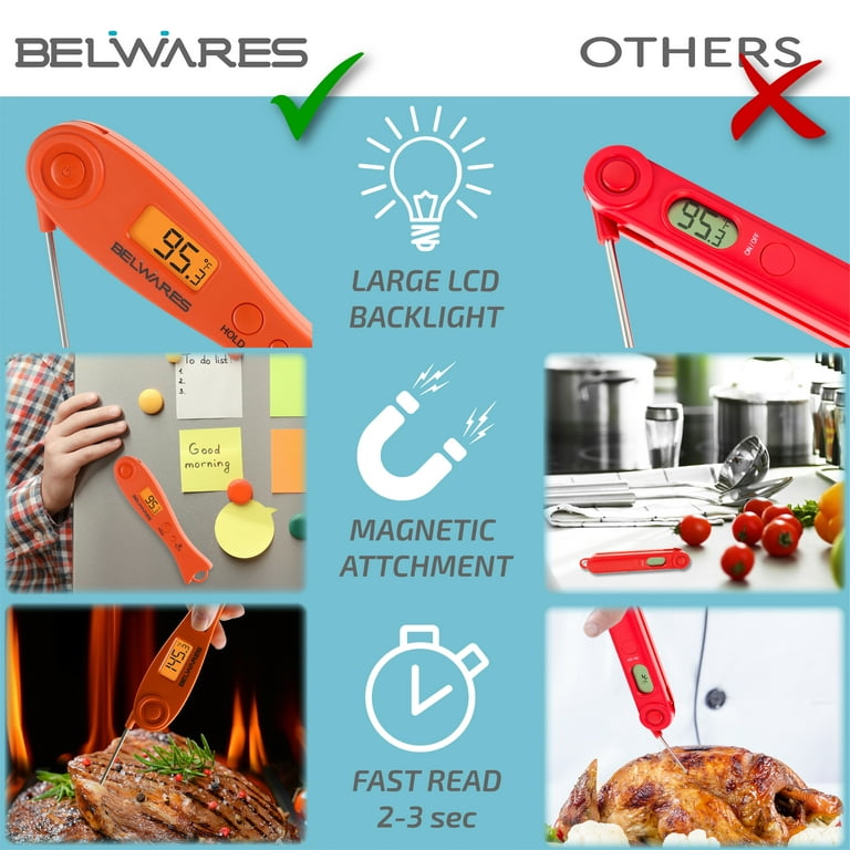 Belwares Instant Read Digital Food Meat Thermometer With Foldable
