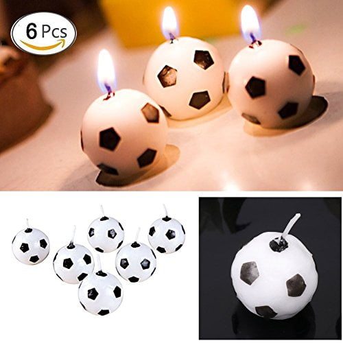 Hacloser 6Pcs/Set Football Candles for Birthday Party, Round Ball