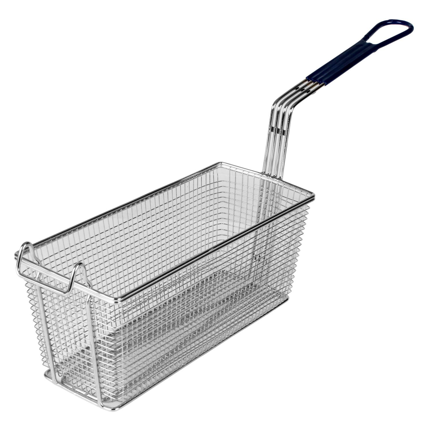 *NEW* Nickel Plated Mesh Fry Basket with Blue Handle Basket: 9" x 5.5" x 4" 