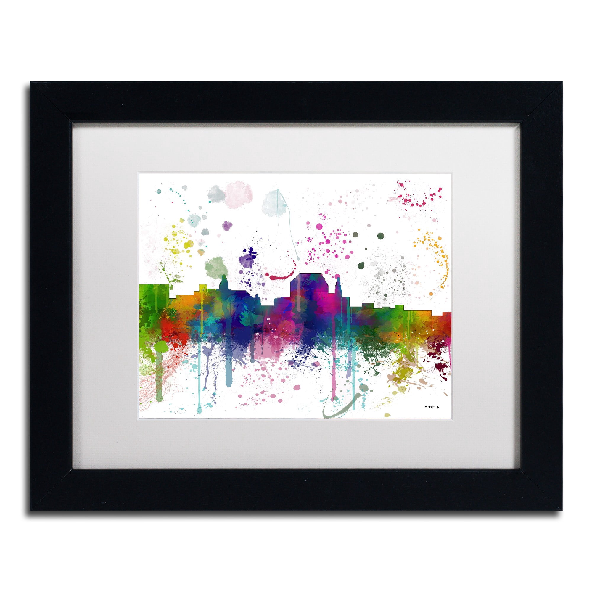 Trademark Fine Art "Augusta Maine Skyline Mclr-1" Canvas Art by Marlene Watson, White Matte, Black Frame