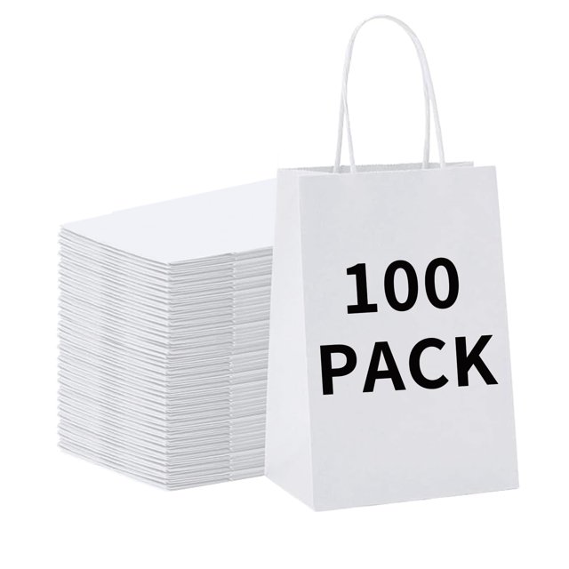Bolsas de regalo en caja de 100 unidades de papel kraft blanco de 15 x 8 x 21 cm