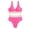 Pink, variant on Staron Women's Bikini Swimsuit High Waist V Neck Two Piece Bathing Suit Solid Color Stitching Casual Beach Vacation Pool Party, Pink L