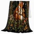 thumbnail image 2 of Enchanted Forest Fox Family Woodland Night Scene Tender, Festive Holiday Scene, Warm Flannel Blanket for Cabin and Lodge, Art Lovers Christmas Gift, Festive Home Decor, 2 of 9