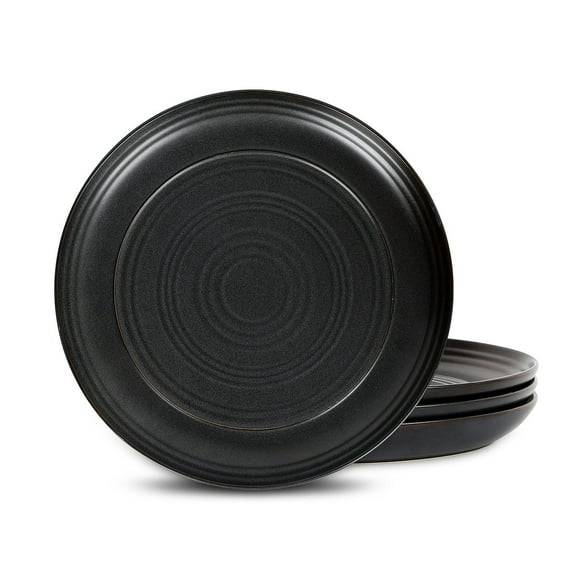 Stone Lain Elio 4-Piece Dinner Plate Set Stoneware, Black
