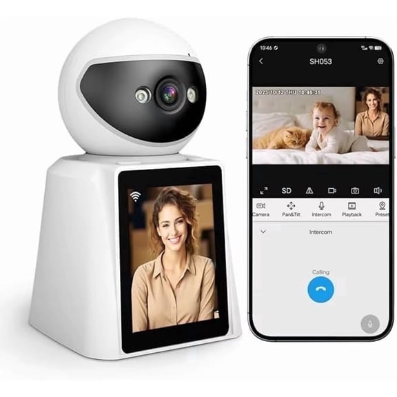 SriHome Video Baby Monitor with Camera and Screen, 360-Degree Smart 1080P WiFi Security Indoor Camera with Night Vision