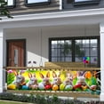 thumbnail image 4 of 1 2D flat banner, Easter bunny, colorful Easter eggs and tulips, festival-themed decoration, polyester, 78.74×17.72 inches, Easter celebration banner, suitable for lawns, porches, indoor and outdoor, 4 of 7