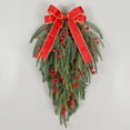 thumbnail image 3 of Holloyiver Artificial Christmas Teardrop Swag Garland, Real Touch Norfolk Pine Wreath for Front Door, Xmas Hanging Garland for Home Festival Door Wall Windows Decor, 23.7 Inch, 3 of 5