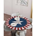 thumbnail image 3 of July 4th Round Fitted Tablecloth with Elastic Edge-Western Star on Blue Table Cloth for 36"-44" Circle Tables,Waterproof Oil-Proof Table Cover for Outdoor Picnic Party Events,USA Flag Red White Stripe, 3 of 6