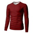 thumbnail image 7 of JGNGSHN Men Fall Shirts Long Sleeve V Neck Soft Breathable Solid Color Stretch T Shirt, 7 of 7