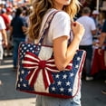 thumbnail image 4 of YYDENG USA 250th Anniversary Patriotic Tote Bag, Red White Blue Handbag, Durable Reusable Shoulder Bag for Independence Day, Daily Commute & Casual Use, 4 of 5