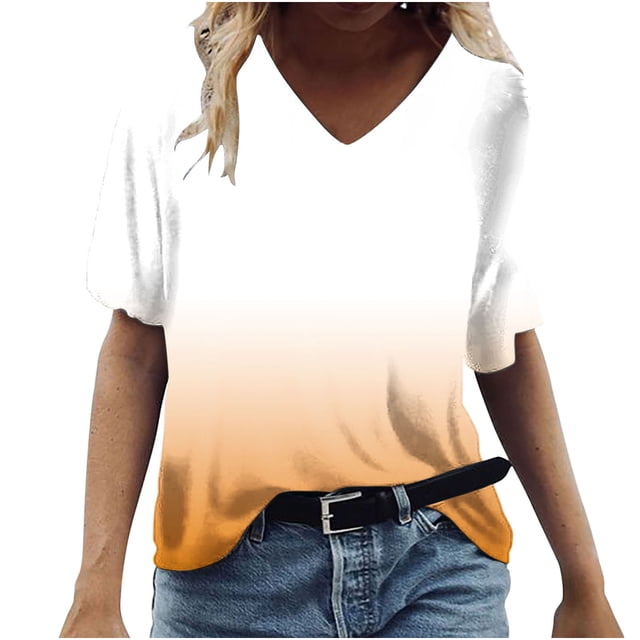 T-shirt à Col en V Femme Hauts d'Été pour Femmes T-Shirts à Col en V Hauts Imprimés T-Shirts Amples Décontractés T-Shirts d'Été pour Femmes T-Shirts à Col en V pour Femmes T-Shirts d'Été à Col en V pour Femmes