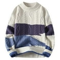 thumbnail image 2 of Pisexur Chandails Hommes Doux et Confortables Chandails d'Automne Mode Décontractée d'Hiver à Blocs de Couleur Manches Longues Col Rond Bleu,m, 2 of 3