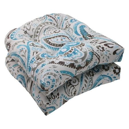 Pillow Perfect Vermilya Tidepool Wicker Chair Seat Cushion - Set of 2