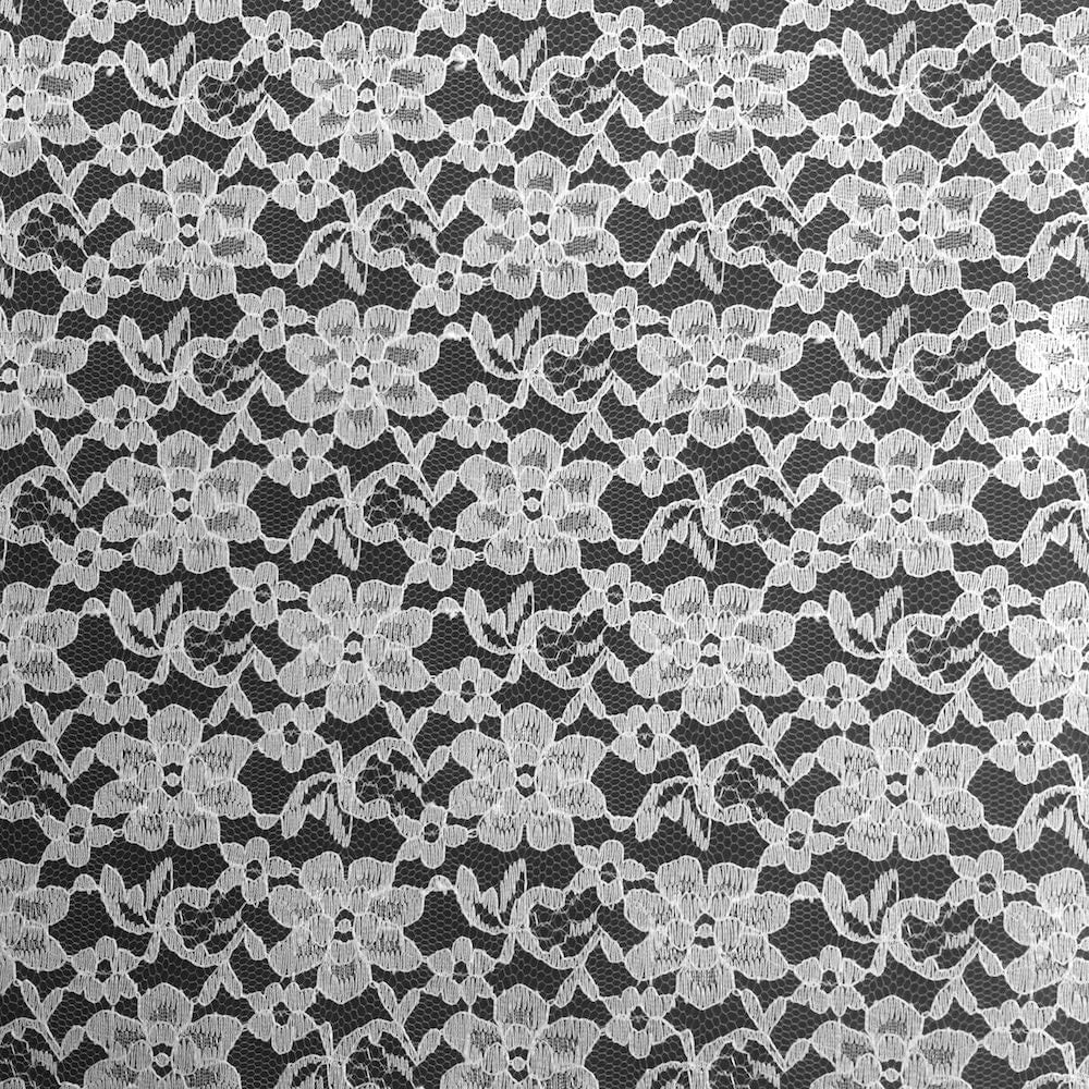 Valentina Textile Inc Raschel Lace Fabric 60' Wide Polyester French Floral by The Yard (1 Yard, White)