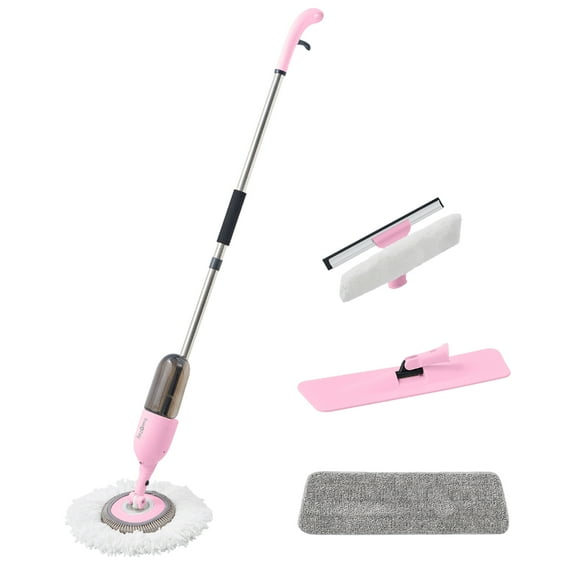 True & Tidy® 360 Spray Mop with 3 interchangeable heads, Pink