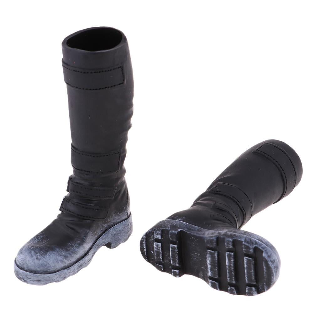 1/6 Male Black Long Boots Shoes for 12'' Action Phicen Body Doll Accessories 