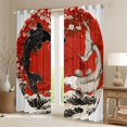 thumbnail image 2 of Gossip Koi Fish Window Curtains 42"Wx90"L Japanese Style Ukiyo-E Curtains & Drapes Floral Ocean Waves Japanese 30%-50% Blackout Curtains Men Women Cherry Blossom Curtains 2 Panels, 2 of 6