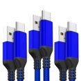 thumbnail image 1 of Cable USB-C Akoada, paquete de 3 (3 m+2 m+1 m) de nailon trenzado, azul, 1 of 7