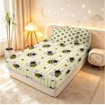thumbnail image 2 of Erosebridal Cute Bug Bee Zipper Queen Comforter Set with Fitted Sheet and 2 Pillowcases,Cartoon Line Art Zipper Bedding Set,Beige Black,Reversible,4pcs, 2 of 8