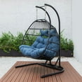 thumbnail image 6 of LeisureMod Folding Double Egg Chair Swing Rattan Wicker 2-Seater Porch Swing with Stand for Outdoor & Indoor, 6 of 12