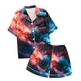 thumbnail image 4 of PMVFHDE Pyjamas d'Hiver pour Filles Mode Enfants Thème Étoilé Imprimé Boutonné Col à Revers Manches Courtes Ensemble de Pyjamas Rose, 4-5 Ans, 4 of 4