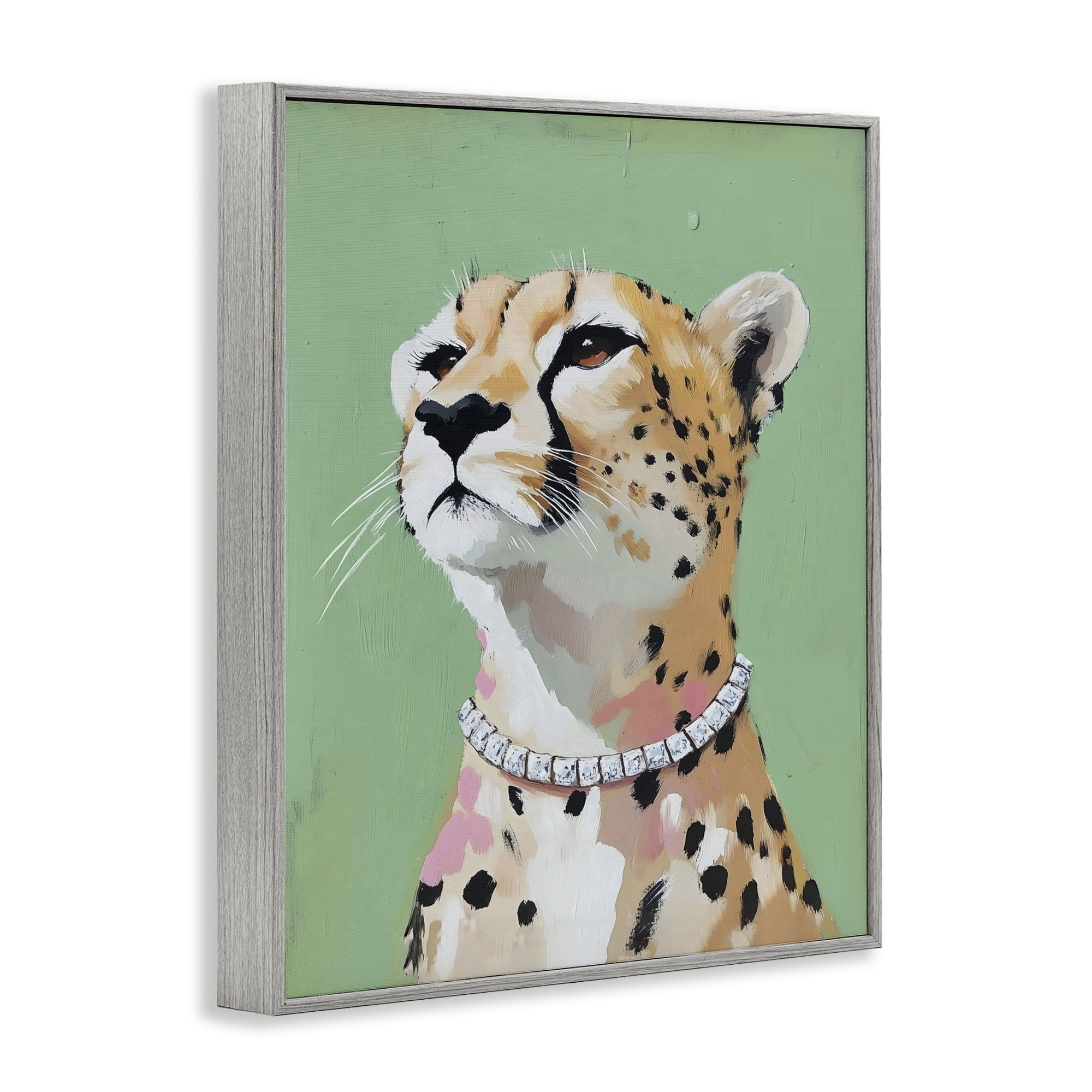 Stupell Industries Glam Cheetah with Jewels Gray Framed Giclee Art, design by The Prints Vibe